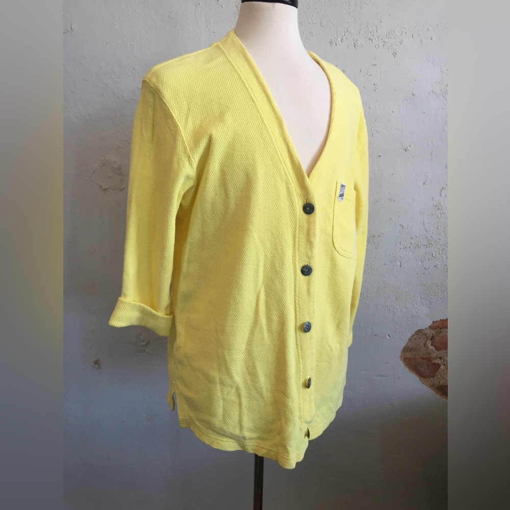 Vintage 90s unisex waffle French sport cardigan 90 Deux Six Cinq Classique 💛🌻✨